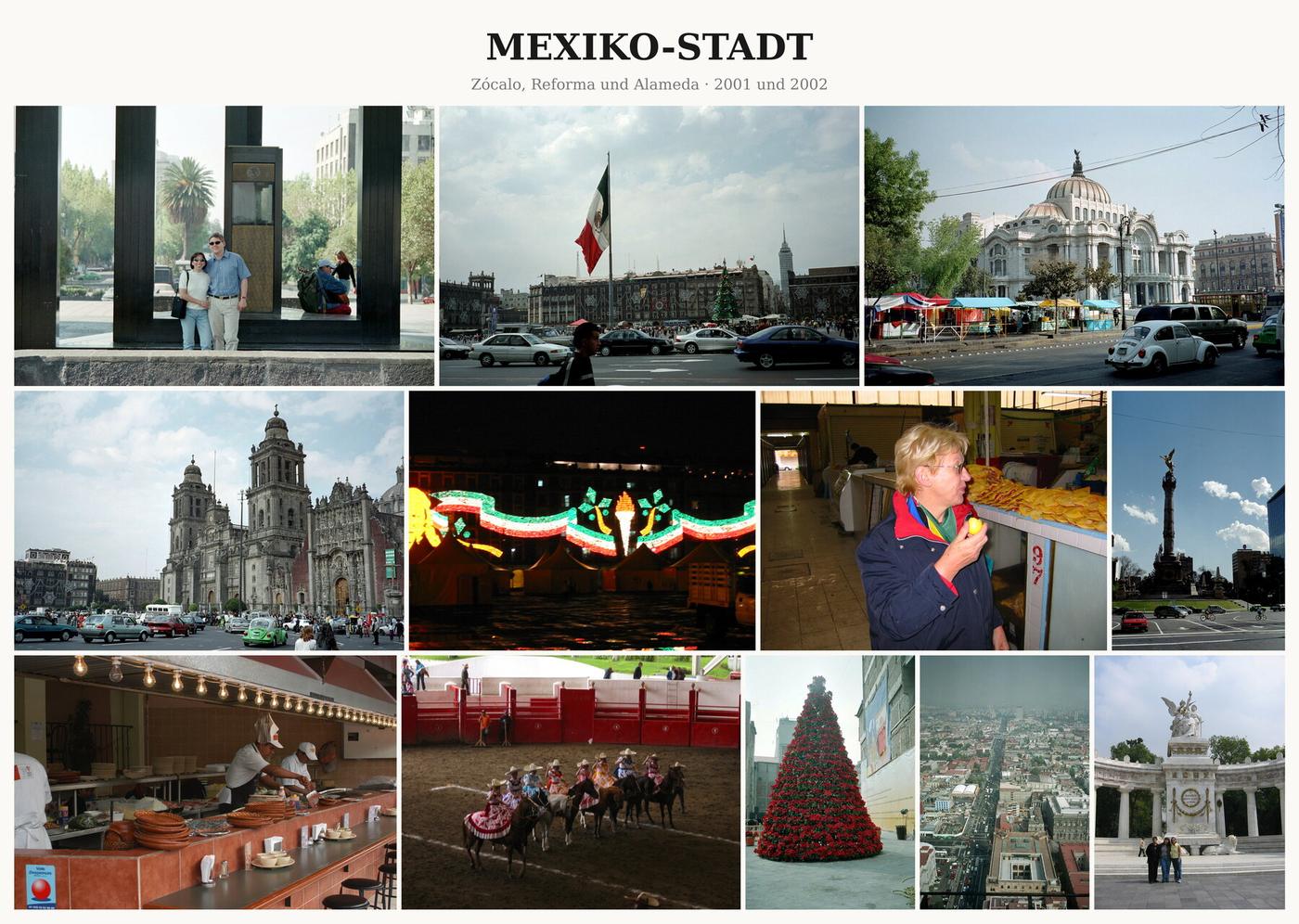 Fotocollage Mexiko-Stadt: Zocalo, Reforma und Alameda
